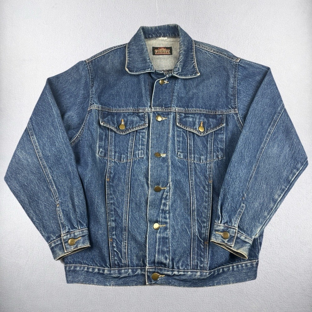 Vintage Greatland Denim Jean Jacket Mens Medium Blue Trucker Coat 90s